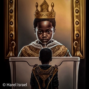 King Within, Afrocentric, Afrofuturism, POSTER, Afrofuturism art, Africa, Afrofuturistic, surreal, Wall art, double exposure