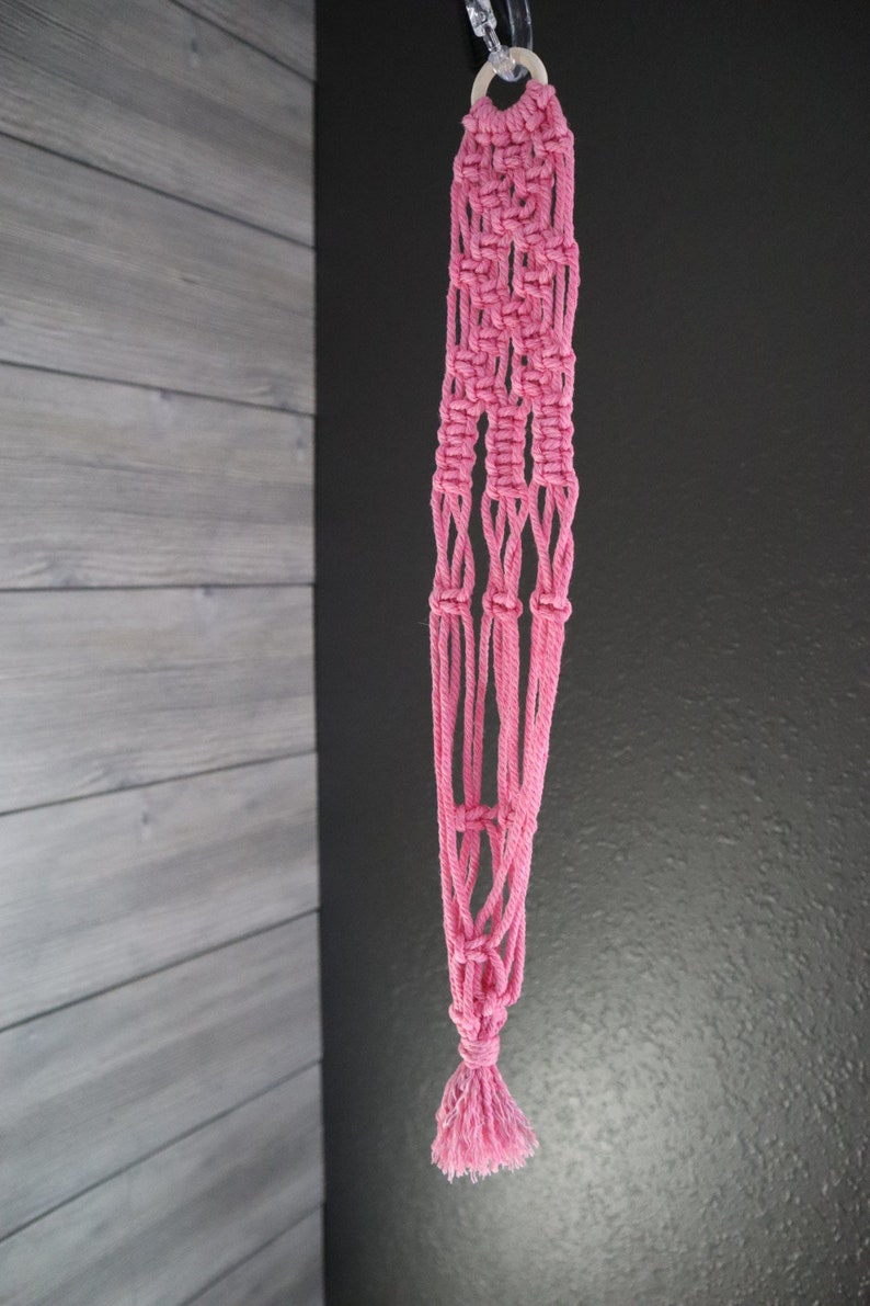 Hand-dyed  Hand-made  Hot Pink Macrame Plant Hanger  Boho image 3