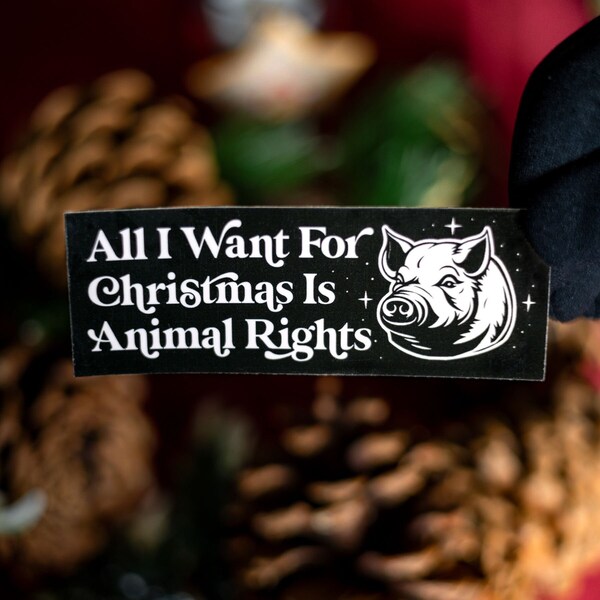 Animal Rights Christmas Decal, Animal Liberation Sticker, Stocking Stuffer, AR Rescue Activism Small Gift, Vegan Activist Art