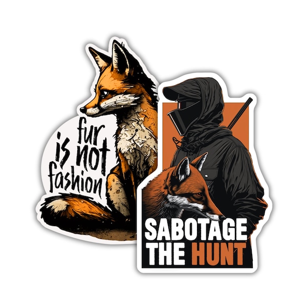 Animal Rights Activism Decal Set, Vegan Activist Stickers, Fox Rescue Decal Pack, Sabs Saboteur Liberation Stickers