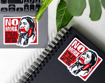 Inheemse rechten activist sticker, MMIW niet meer gestolen zusters sticker, inactief niet meer dekoloniseren activisme