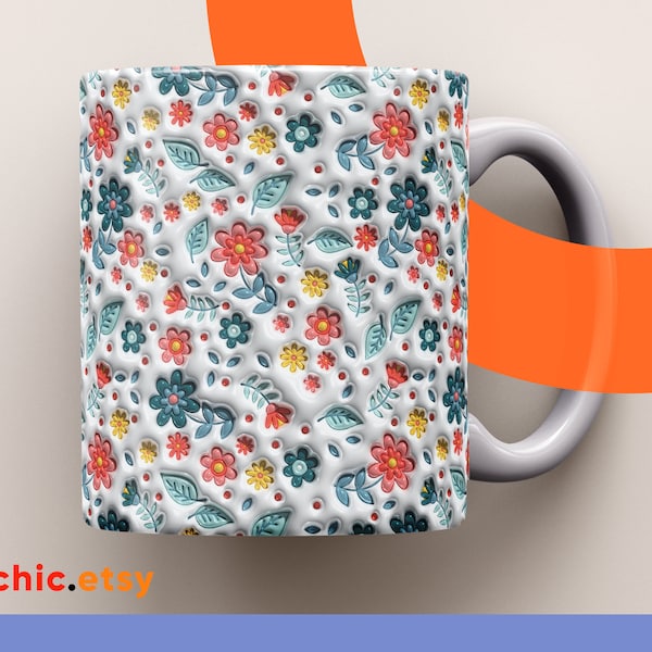 Bundle de conception d'enveloppement de tasse de fleur 3D, Png d'enveloppe de tasse de fleur 3D, conception de tasse de fleur 3D 11 oz 15 oz Wrap 3D fleur Png téléchargements numériques