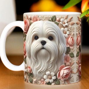 3D Shih Tzu Dog Mug, 3D Dog puppy adult mug wrap, 11oz 15oz Mug Sublimation Wrap, Digital Download Mug PNG, 3D Mug Wrap Coffee Mug PNG,