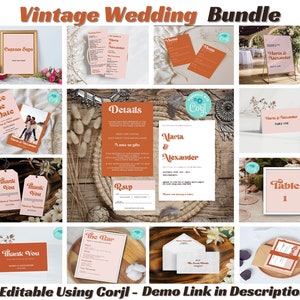Large Vintage Wedding Bundle, Complete Vintage Wedding Invitation Bundle, Editable Wedding Template Collection Printable Invite Suite EWIT39