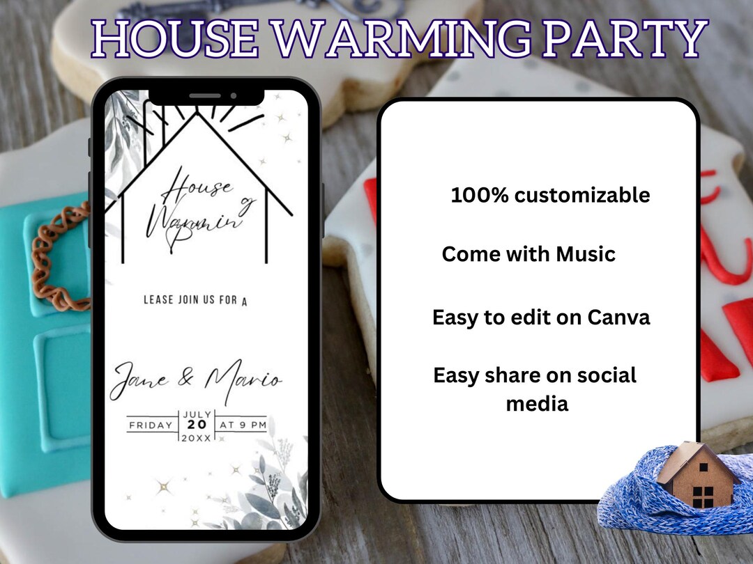 Housewarming Party Invitation | Blue Animated Digital Evite | New Home ...