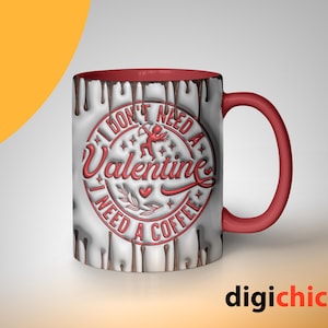 3D Inflated Valentines Coffee Mug Wrap Design, 11oz And 15oz Mug Template, Mug Sublimation Design, Valentines Mug Wrap Template, Digital