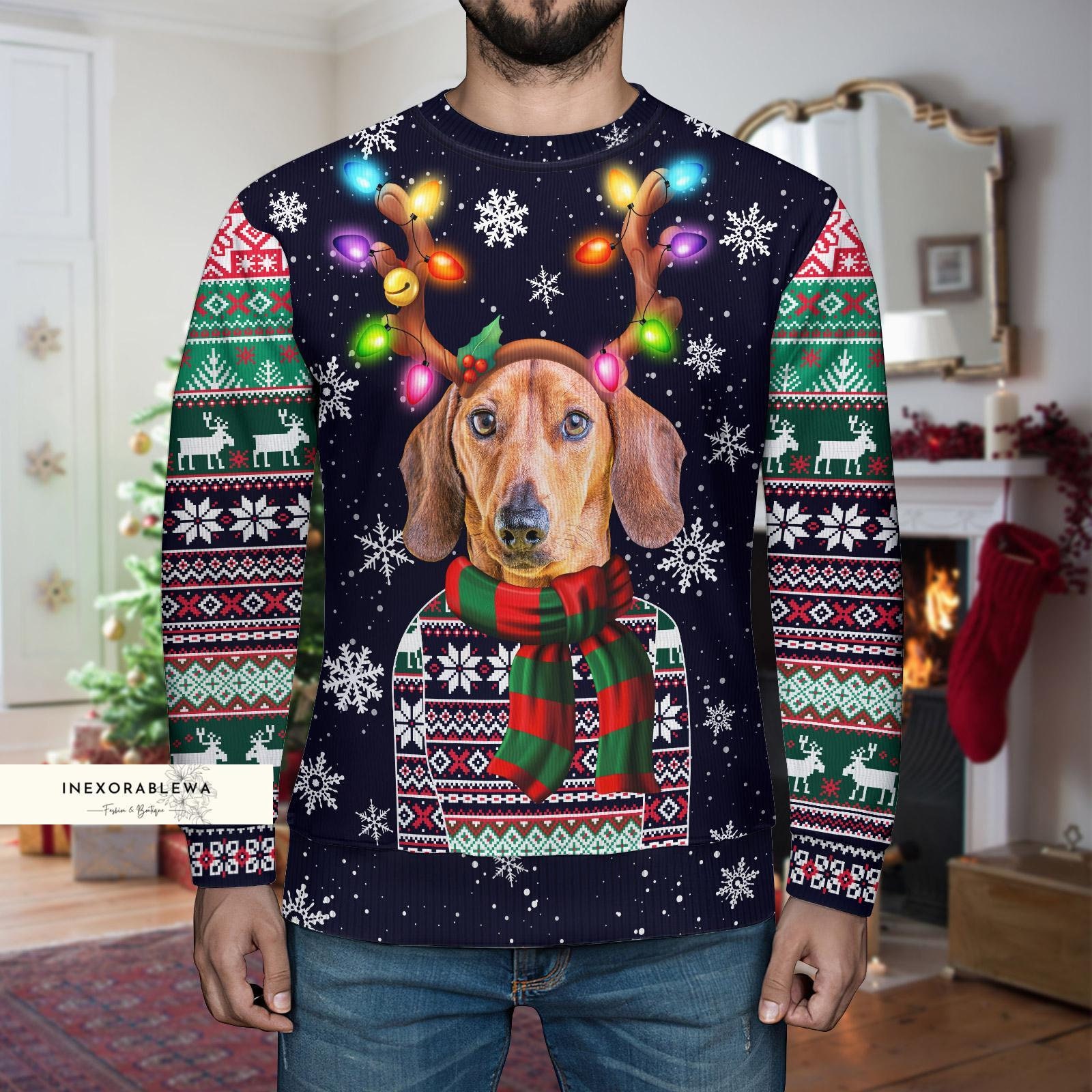 Discover Christmas Dachshund Sweater, Dachshund Ugly Sweater