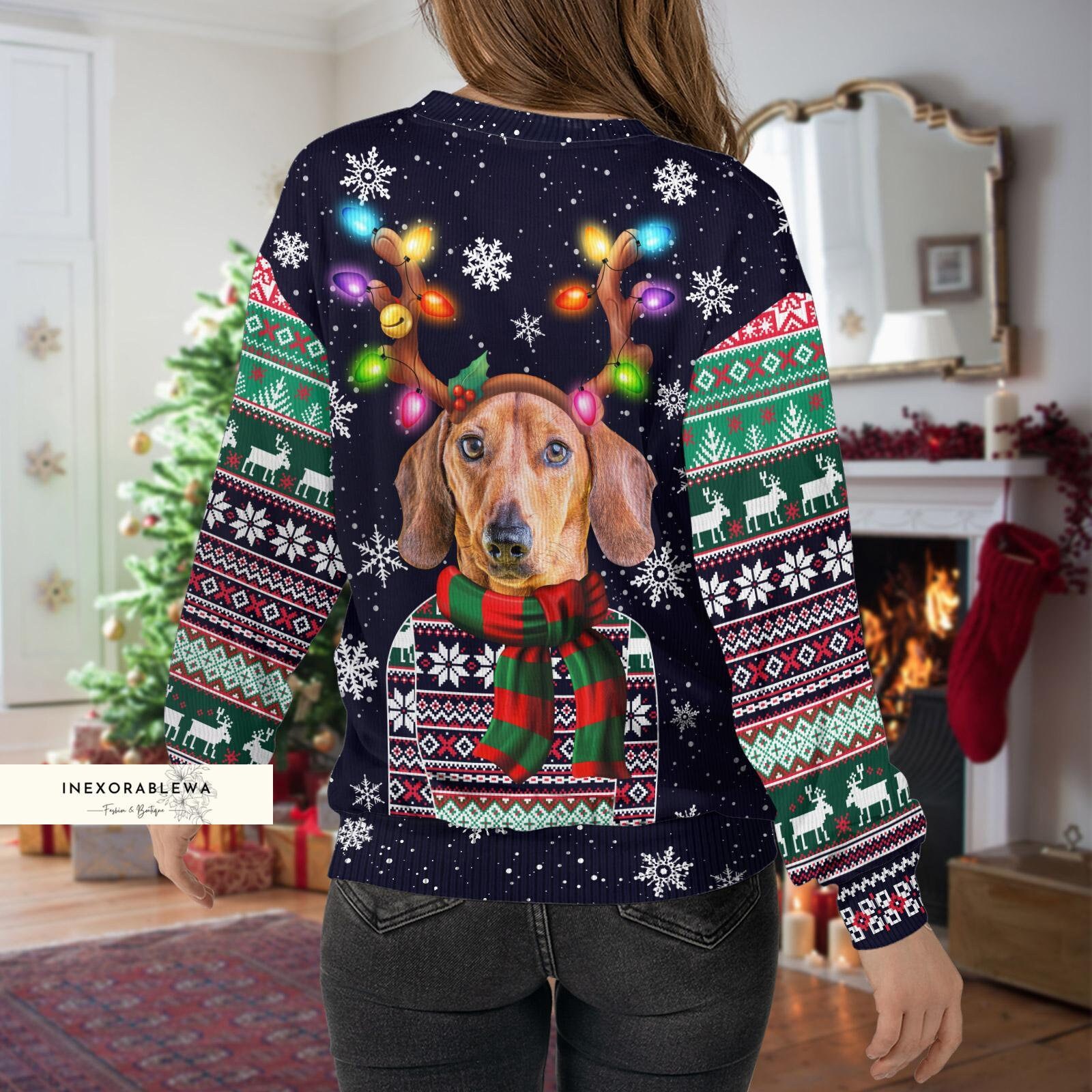 Discover Christmas Dachshund Sweater, Dachshund Ugly Sweater