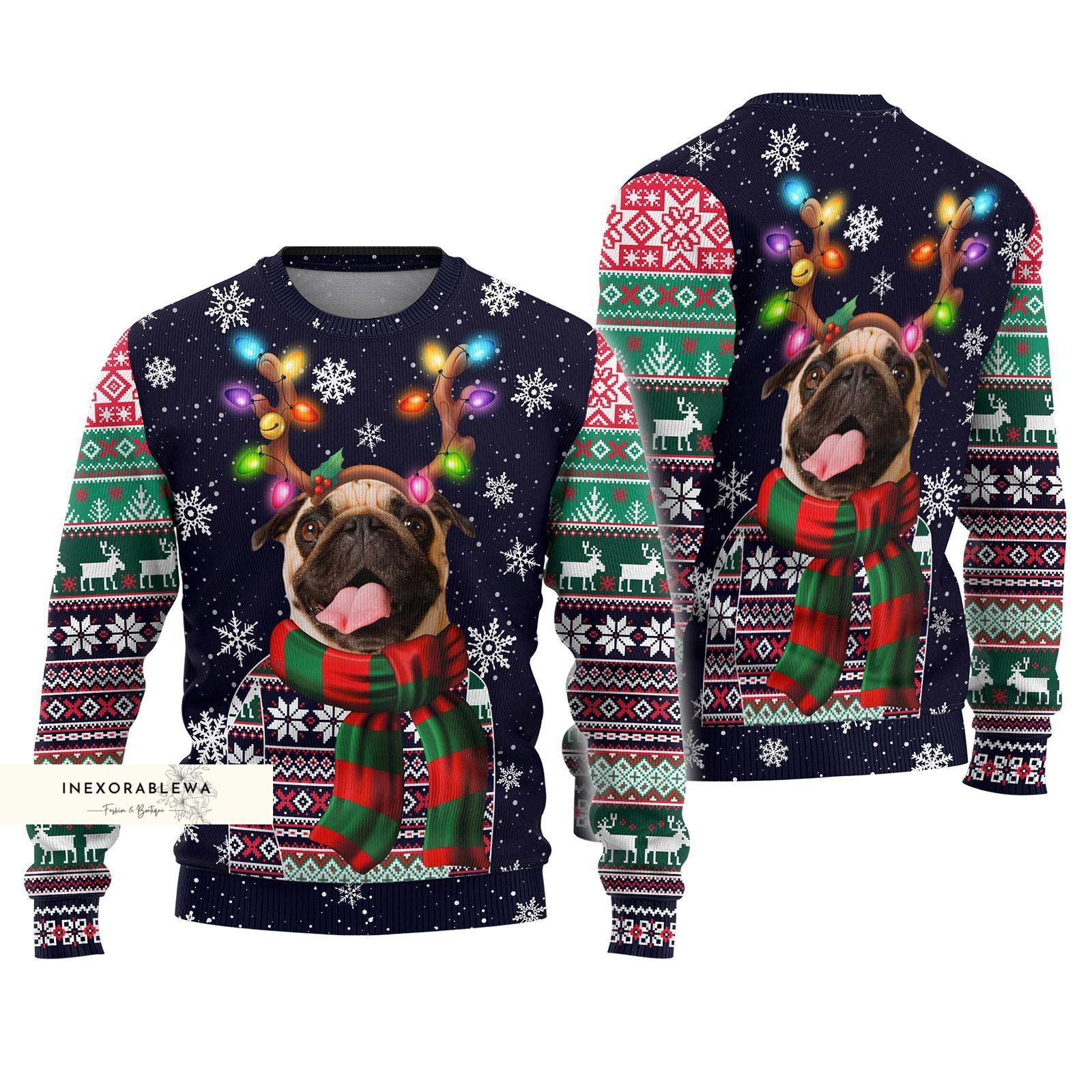 NHL St. Louis Blues Pug Dog Ugly Christmas Sweater