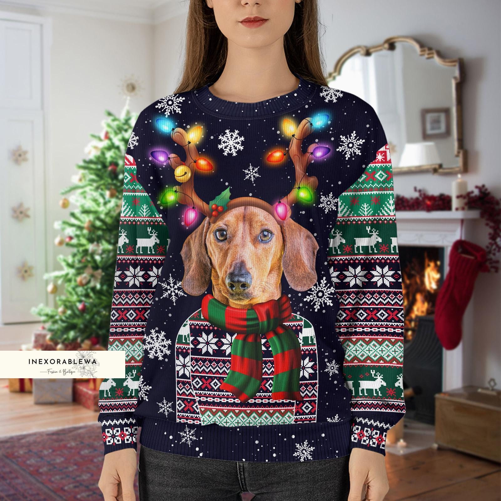 Discover Christmas Dachshund Sweater, Dachshund Ugly Sweater