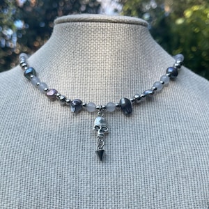 Skull Necklace Bone Necklace Fairycore Necklace Whimsigoth Necklace Gemstone Necklace Witchy Necklace Fairygrunge Necklace Gemstone Necklace