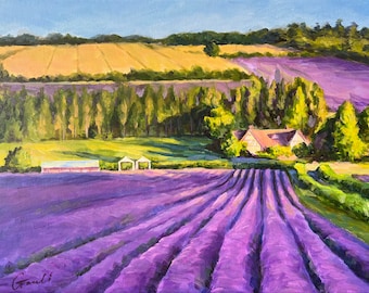 Original Lavender Field Acrylic Painting Best Gift