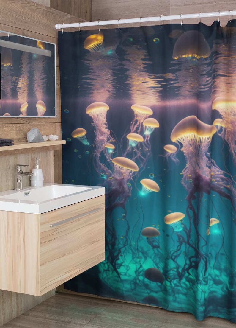 Jellyfish Shower Curtain Etsy