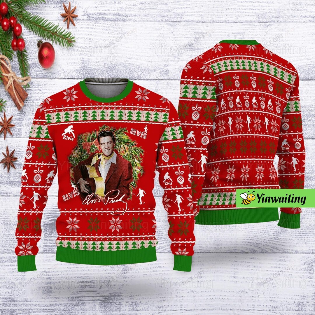 Kerst Elvis lelijke trui, Elvis Presley lelijke trui, Elvis King