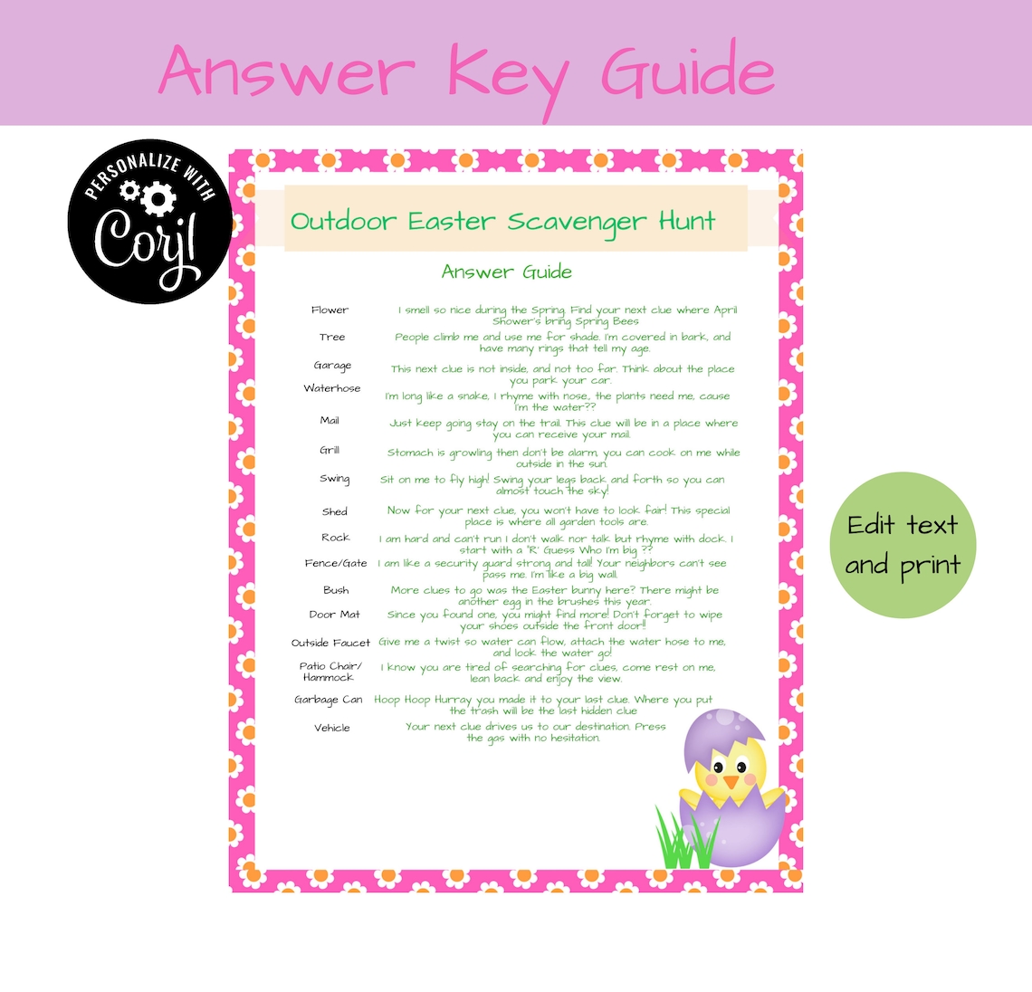 Printable Outdoor Easter Egg Hunt for Kids| Editable Easter Egg Hunt ...