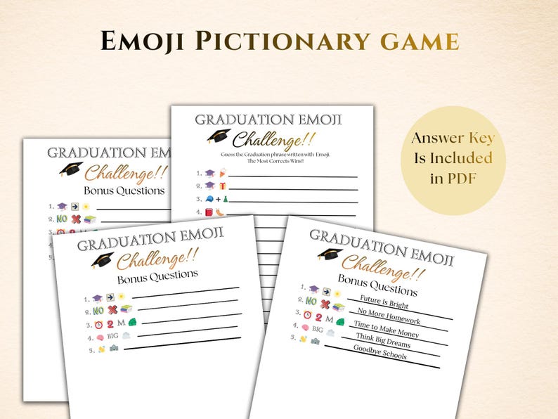 Graduation Emoji Pictionary Game, Printable Graduation Party Game ...
