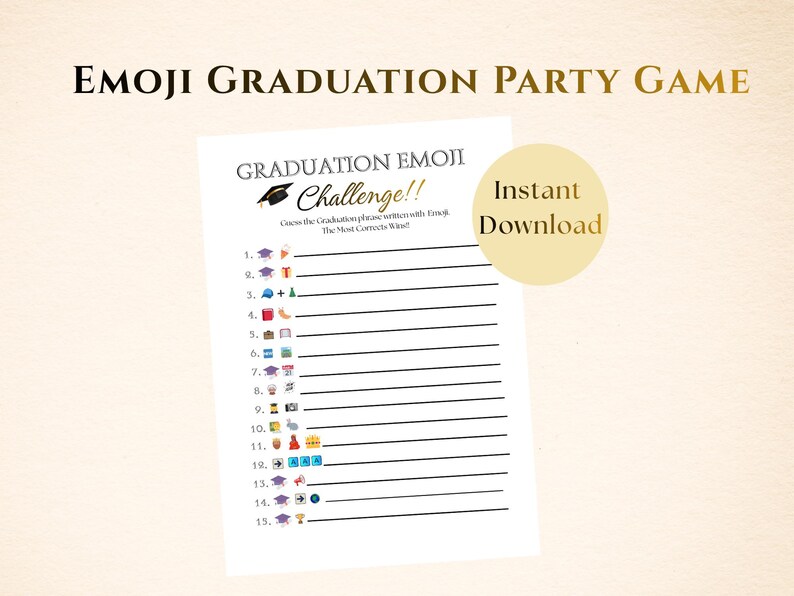Graduation Emoji Pictionary Game, Printable Graduation Party Game ...