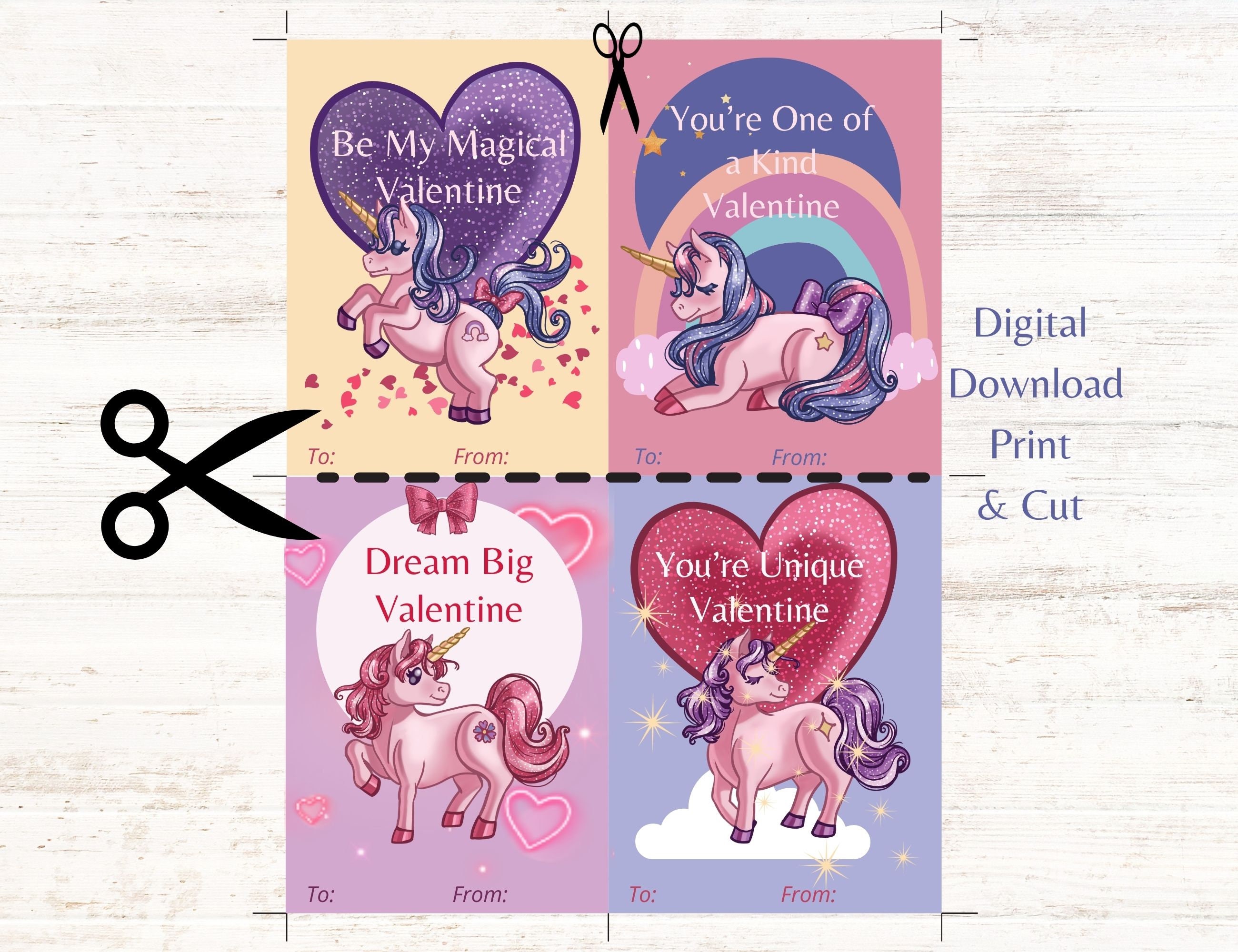 Printable Unicorn Valentine Cards for Kids | Cute Classroom Valentines ...
