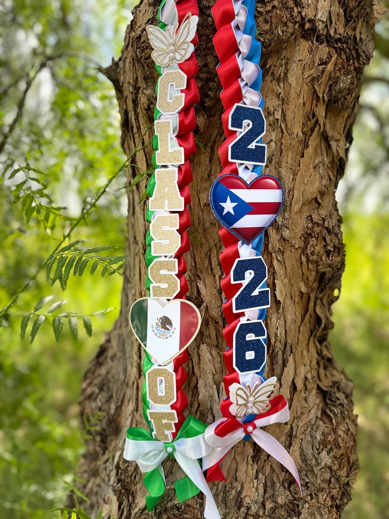 Two Country Ribbon Lei. Graduation Ribbon Lei, Mexican Lei, Salvador ...
