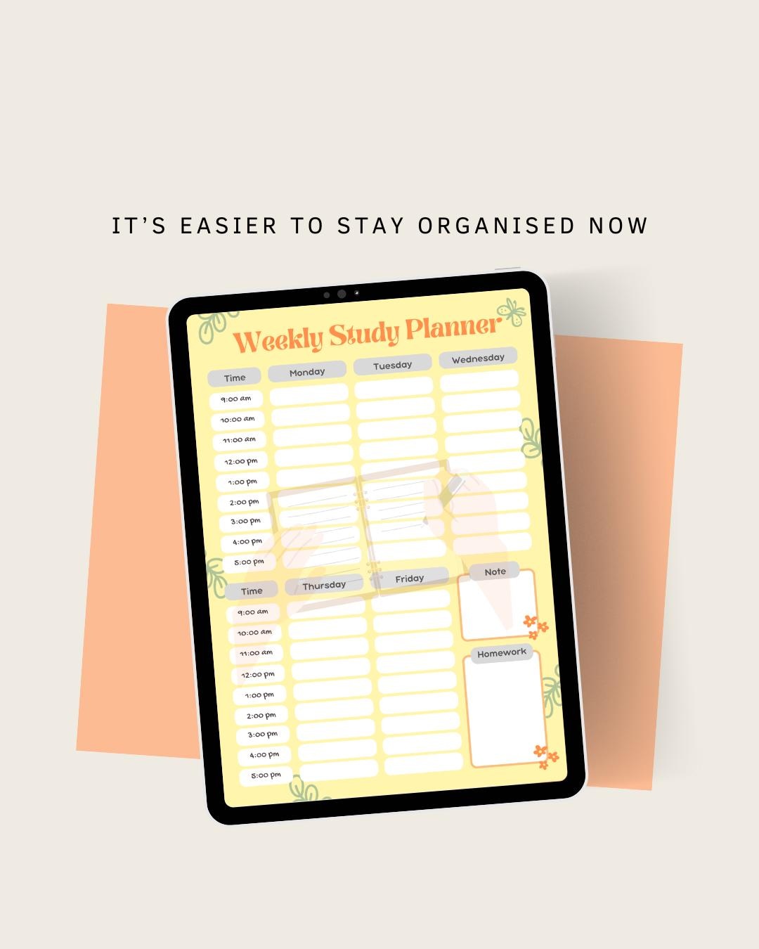Weekly Study Planner, Printable, Homework & Exam Tracker | Academic ...