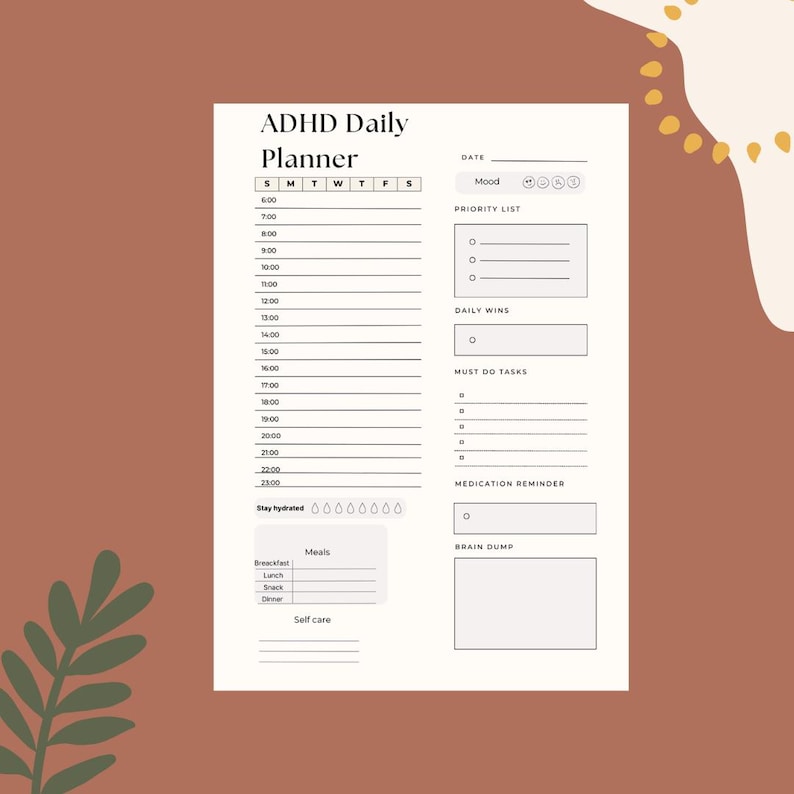 ADHD Daily Planner Printable for Adults – Neurodivergent Focus Tracker ...