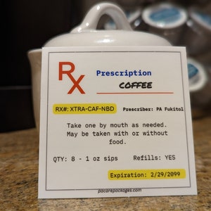Calcomanía de prescripción de café PA (asistente médico/asociado)
