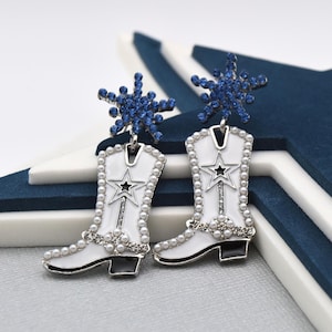 Cowboy Cheerleader Boot Earrings: Pavé Crystal Game Day Jewelry
