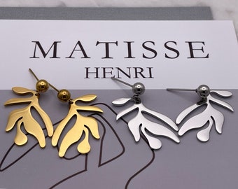 Silver and Gold Leaf Earrings | Matisse Inspired Earrings | Wearable Art | Artsy Jewelry