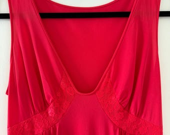 Vintage SHADOWLINE Red Nightgown: 60s-70s Lingerie, Medium