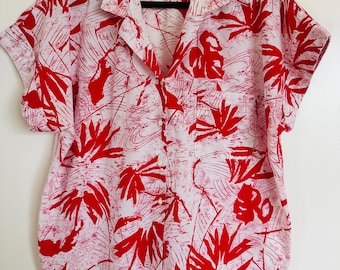 Vintage Hawaiian 80s Women’s L Red & White Printed