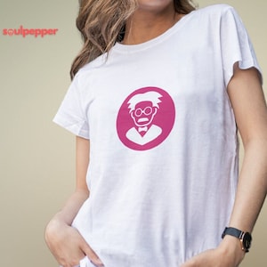 Intelligence Shirt Einstein Graphic Art Tee Pink Albert Einstein T-Shirt Artistic Shirt for Science Lover