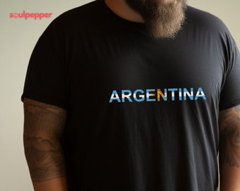 Argentina National Flag T-Shirt, Black Football Fan Tee