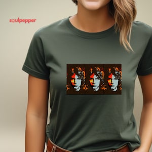 Music Shirt Jim Morrison Organic T-shirt unique AI Jim Morrison portrait tee 60&#39;s music fan t shirt gift