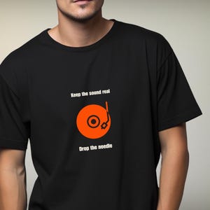 Retro Vinyl Record Graphic T-Shirt, Keep The Sound Real Tee, Music Fan Gift