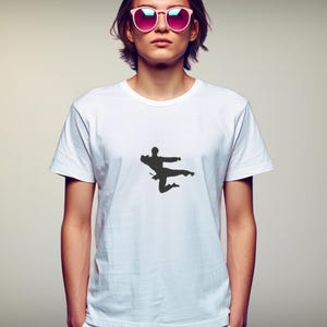 Sports Fan Shirt Kung Fu Tee, Flying Kick GraphIc T-Shirt, Gift For Martial Arts Fan