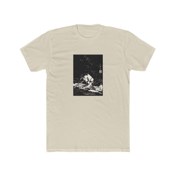 Japanese Art T-shirt – Vintage Gentleman Drawing on Raft - Etsy