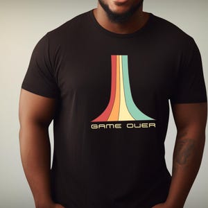 Retro Minimalist T-Shirt | Vintage Arcade Graphic Tee | Unisex Black Shirt | 80s Gaming Shirt