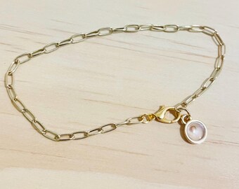 Paperclip Style Chain Bracelet with a Mustard Seed Charm