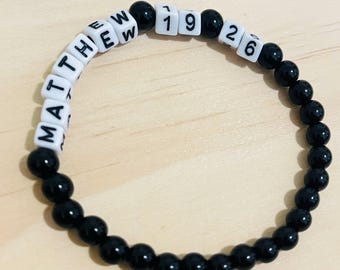 Custom Scripture Beaded Bracelet – Personalized Bible Verse Jewelry