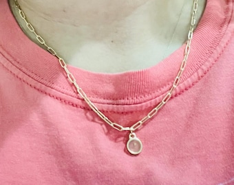 Paperclip Style Chain Necklace with Mustard Seed Charm