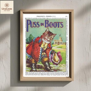 Puss in Boots Printable Poster on Britannica Page – Vintage Fairy Tale Wall Art