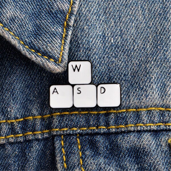 W A S D keyboard pins game keyboard enamel pin pc badge enamel lapel pins enamel pins set cute enamel pins Gift for her birthday