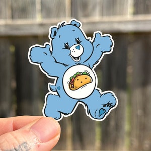 Care Bear Taco Sticker Animal Sticker Gift Bear Waterproof Sticker Blue Sticker Cute Adult Sticker For Her Journal Bullet Sticker For Him
