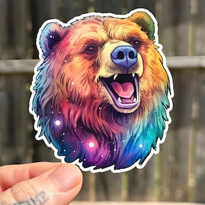Adesivo orso Adesivo orso impermeabile Regalo per escursionista Adesivo arcobaleno Adesivo orso grizzly impermeabile lucido Adesivo decalcomanie animali Adesivo per sposa