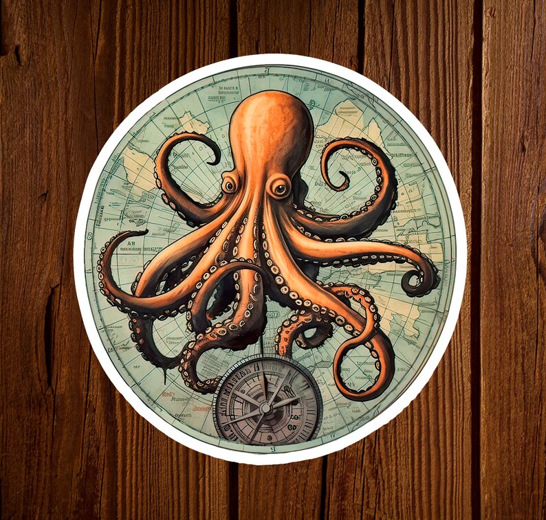 Octopus Waterproof Sticker for Laptop Gift Ocean Sticker Boat Sticker ...