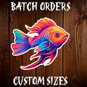 Fish Waterproof Sticker Gift Trippy Fish Sticker for Laptop Rainbow ...