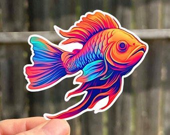 Vis waterdichte sticker cadeau trippy vis sticker voor laptop regenboog vis sticker aquarel vis sticker schattige vis sticker cadeau voor haar Ipad