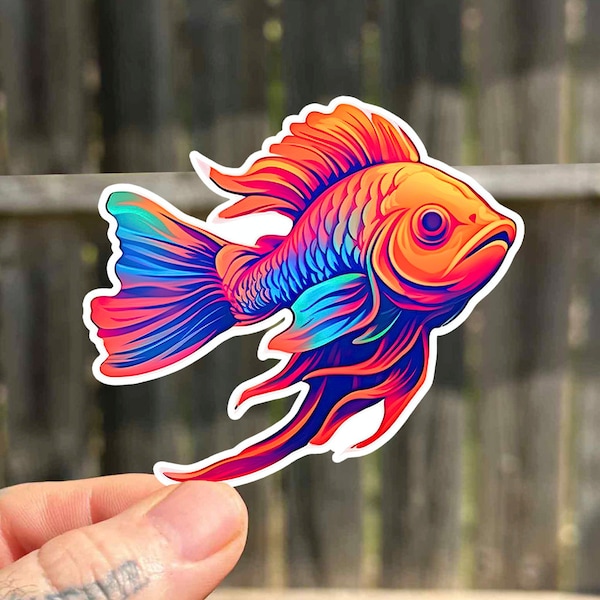 Fish Waterproof Sticker Gift Trippy Fish Sticker For Laptop Rainbow Fish Decal Watercolor Fish Sticker Cute Fish Sticker Gift For Her Ipad