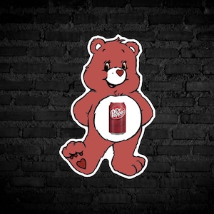 Care Bear Dr. Pepper Sticker Animal Sticker Gift Bear Waterproof Sticker Cute Adult Sticker For Her Journal Bullet Sticker For Him