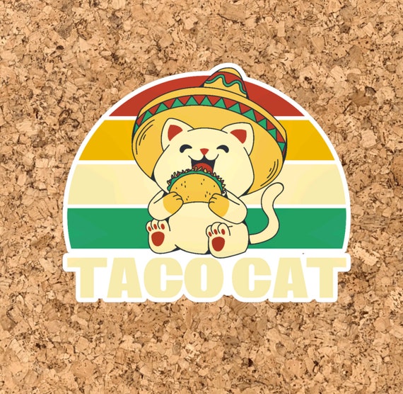 Taco Cat Retro Colors Sticker